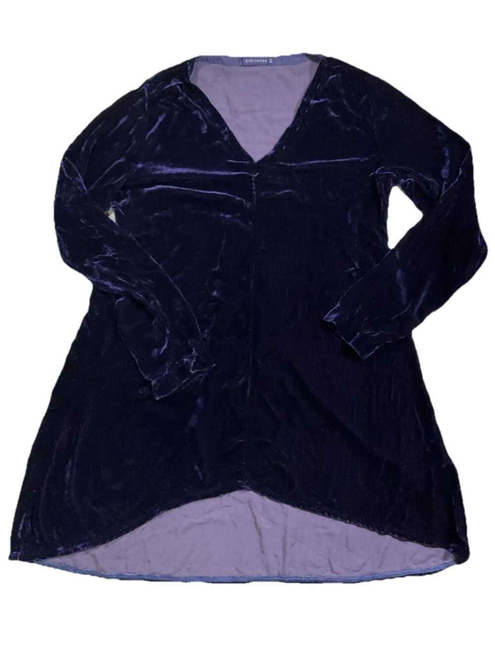 Cut loose Deep Purple Velvet Dress High Low Vneck Cutloose Long sleeve